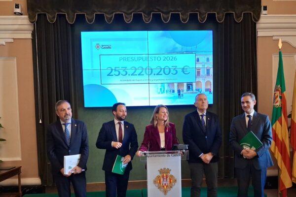 Castellón presenta su histórico presupuesto de 253 millones para 2026: más inversiones en limpieza, seguridad y movilidad