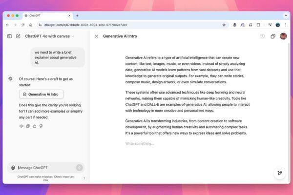 Transforma tus conversaciones con IA en un espacio de trabajo eficaz usando Canvas en ChatGPT