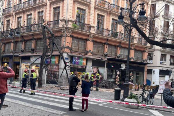 Impactante caída de árbol en el centro de Valencia: dos heridos por el fuerte viento