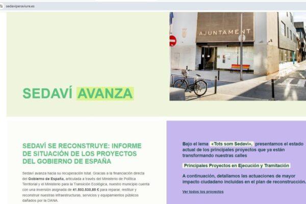 Sedaví revela en detalle su reconstrucción post DANA: sigue en tiempo real la inversión de más de 41 millones en obras