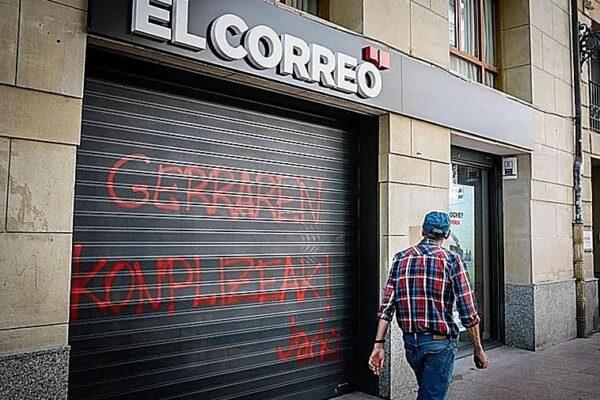 Pintadas en la sede de El Correo y la rotativa de Vitoria: un acto de protesta impactante