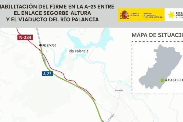 El Ministerio de Transportes invierte 14 millones en la mejora de un tramo crucial de la A 23 en Castellón