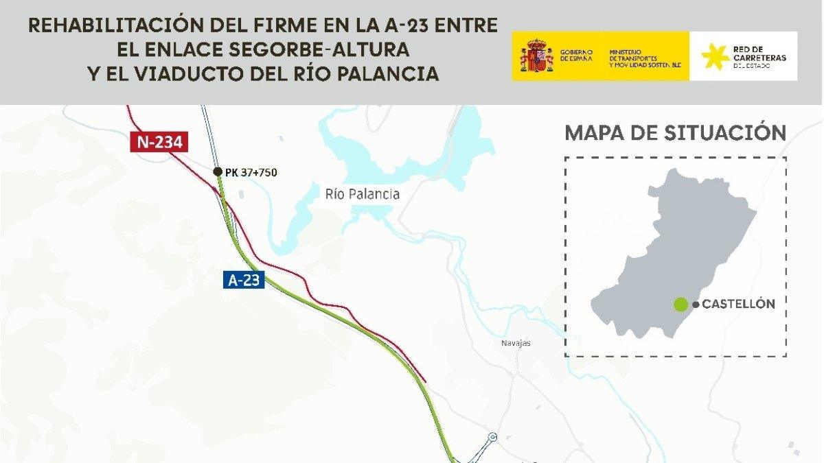 El Ministerio de Transportes invierte 14 millones en la mejora de un tramo crucial de la A 23 en Castellón
