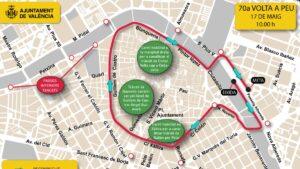 Valencia implementa cortes de tráfico y desvíos en 39 líneas de EMT este domingo por la Volta a Peu