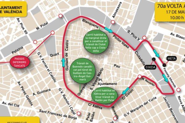 Valencia implementa cortes de tráfico y desvíos en 39 líneas de EMT este domingo por la Volta a Peu