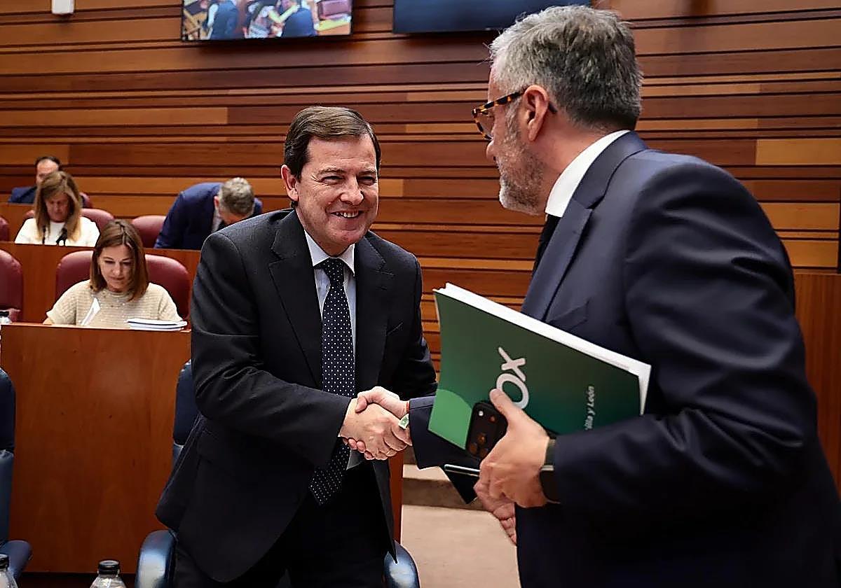 Mañueco logra la investidura con el apoyo de 47 procuradores del PP y Vox frente a los 35 de la oposición