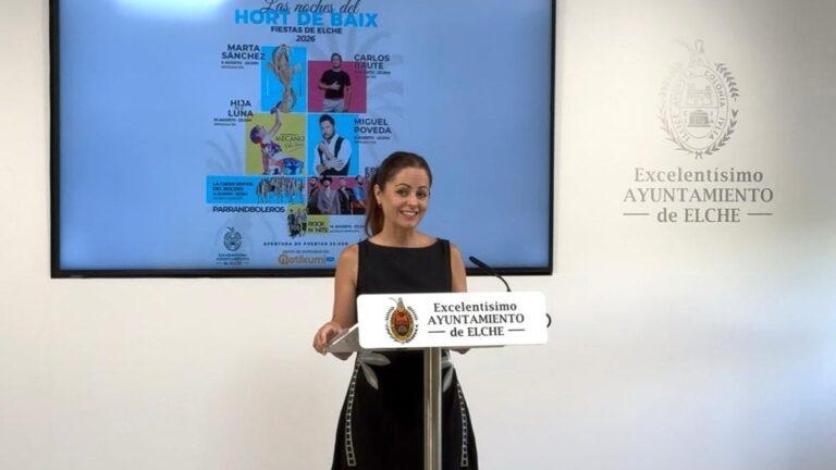 Marta Sánchez, Carlos Baute y Miguel Poveda actuarán en Las Noches del Hort de Baix de Elche durante las Fiestas Patronales