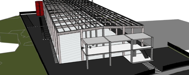 Modelo BIM de estructura metálica de nave industrial – Métrica BIM Studio